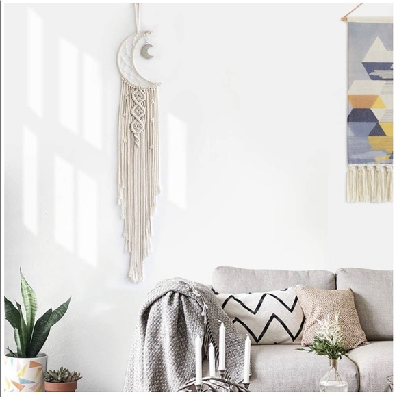 RESTOCKED! Macrame Wall Hanging Moon Fairy String Light Boho Tassel Wall Decor - Picture 6 of 6